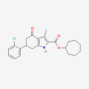 molecular formula C23H26ClNO3 B4703641 cycloheptyl 6-(2-chlorophenyl)-3-methyl-4-oxo-4,5,6,7-tetrahydro-1H-indole-2-carboxylate 