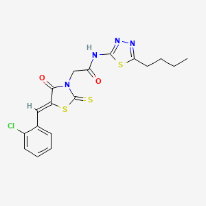 molecular formula C18H17ClN4O2S3 B4703648 N-(5-butyl-1,3,4-thiadiazol-2-yl)-2-[5-(2-chlorobenzylidene)-4-oxo-2-thioxo-1,3-thiazolidin-3-yl]acetamide 