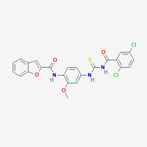 molecular formula C24H17Cl2N3O4S B470370 N-[4-[(2,5-dichlorobenzoyl)carbamothioylamino]-2-methoxyphenyl]-1-benzofuran-2-carboxamide CAS No. 445418-09-7