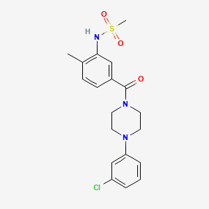 molecular formula C19H22ClN3O3S B4703703 N-(5-{[4-(3-chlorophenyl)-1-piperazinyl]carbonyl}-2-methylphenyl)methanesulfonamide 