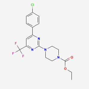 molecular formula C18H18ClF3N4O2 B4703717 ethyl 4-[4-(4-chlorophenyl)-6-(trifluoromethyl)-2-pyrimidinyl]-1-piperazinecarboxylate 