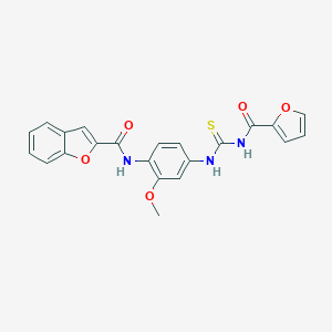 molecular formula C22H17N3O5S B470372 N-[4-(furan-2-carbonylcarbamothioylamino)-2-methoxyphenyl]-1-benzofuran-2-carboxamide CAS No. 445418-10-0