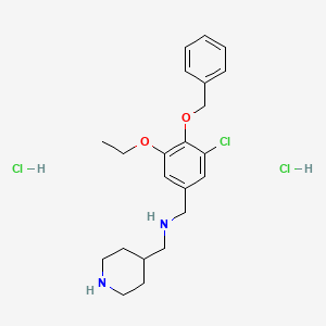 molecular formula C22H31Cl3N2O2 B4703756 [4-(benzyloxy)-3-chloro-5-ethoxybenzyl](4-piperidinylmethyl)amine dihydrochloride 