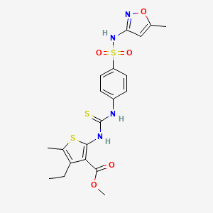 molecular formula C20H22N4O5S3 B4703769 methyl 4-ethyl-5-methyl-2-({[(4-{[(5-methyl-3-isoxazolyl)amino]sulfonyl}phenyl)amino]carbonothioyl}amino)-3-thiophenecarboxylate 