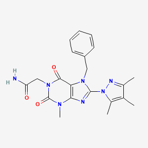 molecular formula C21H23N7O3 B4703770 2-[7-benzyl-3-methyl-2,6-dioxo-8-(3,4,5-trimethyl-1H-pyrazol-1-yl)-2,3,6,7-tetrahydro-1H-purin-1-yl]acetamide 