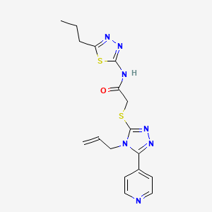 molecular formula C17H19N7OS2 B4703798 2-{[4-allyl-5-(4-pyridinyl)-4H-1,2,4-triazol-3-yl]thio}-N-(5-propyl-1,3,4-thiadiazol-2-yl)acetamide 
