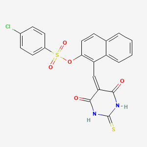 1-[(4,6-dioxo-2-thioxotetrahydro-5(2H)-pyrimidinylidene)methyl]-2-naphthyl 4-chlorobenzenesulfonate