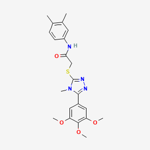 molecular formula C22H26N4O4S B4703849 N-(3,4-dimethylphenyl)-2-{[4-methyl-5-(3,4,5-trimethoxyphenyl)-4H-1,2,4-triazol-3-yl]thio}acetamide 
