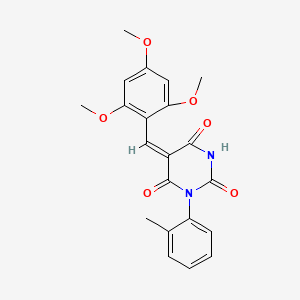 (5E)-1-(2-methylphenyl)-5-[(2,4,6-trimethoxyphenyl)methylidene]-1,3-diazinane-2,4,6-trione