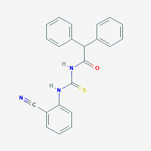molecular formula C22H17N3OS B470430 N-[(2-cyanophenyl)carbamothioyl]-2,2-diphenylacetamide CAS No. 642956-28-3