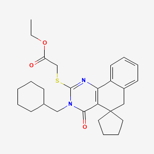 B4704663 ethyl {[3-(cyclohexylmethyl)-4-oxo-4,6-dihydro-3H-spiro[benzo[h]quinazoline-5,1'-cyclopentan]-2-yl]thio}acetate CAS No. 5705-19-1