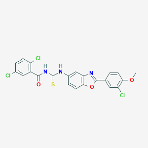 molecular formula C22H14Cl3N3O3S B470504 2,5-dichloro-N-[[2-(3-chloro-4-methoxyphenyl)-1,3-benzoxazol-5-yl]carbamothioyl]benzamide CAS No. 445420-61-1