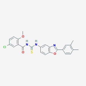 molecular formula C24H20ClN3O3S B470510 5-chloro-N-[[2-(3,4-dimethylphenyl)-1,3-benzoxazol-5-yl]carbamothioyl]-2-methoxybenzamide CAS No. 445420-65-5