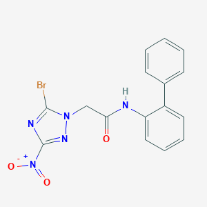 molecular formula C16H12BrN5O3 B470512 2-(5-bromo-3-nitro-1,2,4-triazol-1-yl)-N-(2-phenylphenyl)acetamide CAS No. 665013-40-1