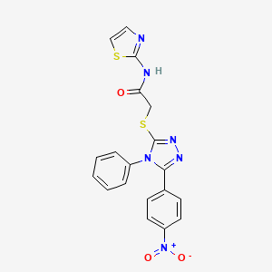 2-{[5-(4-nitrophenyl)-4-phenyl-4H-1,2,4-triazol-3-yl]sulfanyl}-N-(1,3-thiazol-2-yl)acetamide