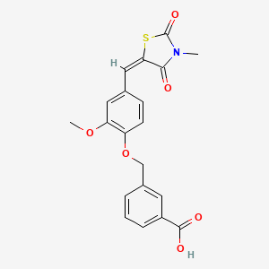 molecular formula C20H17NO6S B4705290 3-({2-METHOXY-4-[(3-METHYL-2,4-DIOXO-1,3-THIAZOLAN-5-YLIDEN)METHYL]PHENOXY}METHYL)BENZOIC ACID 