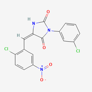 (5E)-5-[(2-chloro-5-nitrophenyl)methylidene]-3-(3-chlorophenyl)imidazolidine-2,4-dione