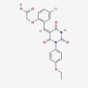 molecular formula C21H17ClN2O7 B4705329 2-[4-chloro-2-[(E)-[1-(4-ethoxyphenyl)-2,4,6-trioxo-1,3-diazinan-5-ylidene]methyl]phenoxy]acetic acid 