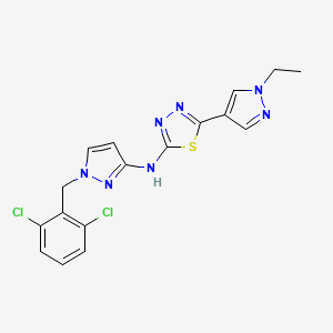 molecular formula C17H15Cl2N7S B4705343 N-[1-(2,6-dichlorobenzyl)-1H-pyrazol-3-yl]-5-(1-ethyl-1H-pyrazol-4-yl)-1,3,4-thiadiazol-2-amine 