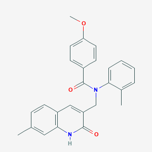 N-[(2-hydroxy-7-methyl-3-quinolinyl)methyl]-4-methoxy-N-(2-methylphenyl)benzamide