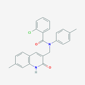 molecular formula C25H21ClN2O2 B470567 2-chloro-N-[(2-hydroxy-7-methyl-3-quinolinyl)methyl]-N-(4-methylphenyl)benzamide CAS No. 665013-98-9