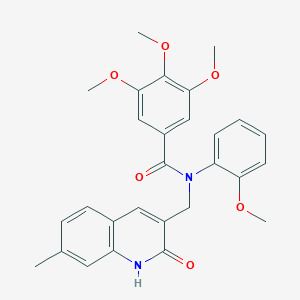 molecular formula C28H28N2O6 B470568 N-[(2-hydroxy-7-methyl-3-quinolinyl)methyl]-3,4,5-trimethoxy-N-(2-methoxyphenyl)benzamide CAS No. 665013-99-0