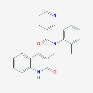 N-[(2-hydroxy-8-methyl-3-quinolinyl)methyl]-N-(2-methylphenyl)nicotinamide