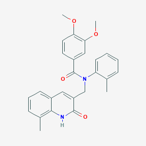 N-[(2-hydroxy-8-methyl-3-quinolinyl)methyl]-3,4-dimethoxy-N-(2-methylphenyl)benzamide
