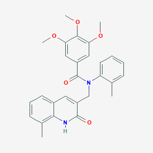 molecular formula C28H28N2O5 B470581 N-[(2-hydroxy-8-methyl-3-quinolinyl)methyl]-3,4,5-trimethoxy-N-(2-methylphenyl)benzamide CAS No. 665014-04-0