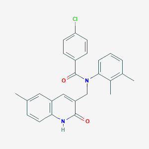 molecular formula C26H23ClN2O2 B470582 4-chloro-N-(2,3-dimethylphenyl)-N-[(2-hydroxy-6-methyl-3-quinolinyl)methyl]benzamide CAS No. 665014-13-1