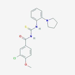 molecular formula C19H20ClN3O2S B470594 3-chloro-4-methoxy-N-[(2-pyrrolidin-1-ylphenyl)carbamothioyl]benzamide CAS No. 531547-96-3