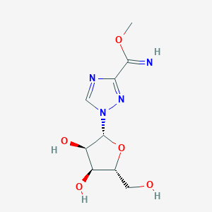 molecular formula C9H14N4O5 B047062 methyl 1-[(2R,3R,4S,5R)-3,4-dihydroxy-5-(hydroxymethyl)oxolan-2-yl]-1,2,4-triazole-3-carboximidate CAS No. 120362-25-6