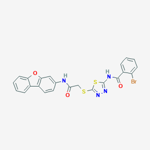 molecular formula C23H15BrN4O3S2 B470681 2-bromo-N-[5-[2-(dibenzofuran-3-ylamino)-2-oxoethyl]sulfanyl-1,3,4-thiadiazol-2-yl]benzamide CAS No. 532980-33-9