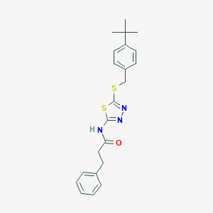 molecular formula C22H25N3OS2 B470691 N-{5-[(4-tert-butylbenzyl)sulfanyl]-1,3,4-thiadiazol-2-yl}-3-phenylpropanamide CAS No. 531540-53-1