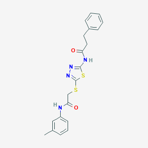 molecular formula C20H20N4O2S2 B470693 N-[5-({2-[(3-methylphenyl)amino]-2-oxoethyl}sulfanyl)-1,3,4-thiadiazol-2-yl]-3-phenylpropanamide CAS No. 477212-50-3