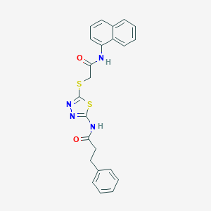 molecular formula C23H20N4O2S2 B470694 N-(5-{[2-(1-naphthylamino)-2-oxoethyl]sulfanyl}-1,3,4-thiadiazol-2-yl)-3-phenylpropanamide CAS No. 532949-39-6