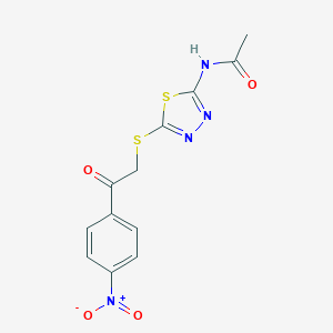 molecular formula C12H10N4O4S2 B470699 N-[5-[2-(4-nitrophenyl)-2-oxoethyl]sulfanyl-1,3,4-thiadiazol-2-yl]acetamide CAS No. 796887-37-1
