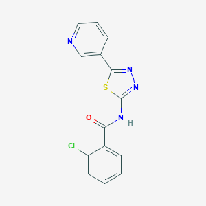 molecular formula C14H9ClN4OS B470729 2-chloro-N-(5-pyridin-3-yl-1,3,4-thiadiazol-2-yl)benzamide CAS No. 406193-32-6