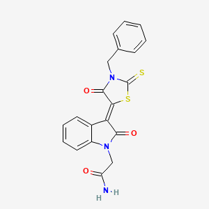 molecular formula C20H15N3O3S2 B4708178 2-[3-(3-benzyl-4-oxo-2-thioxo-1,3-thiazolidin-5-ylidene)-2-oxo-2,3-dihydro-1H-indol-1-yl]acetamide 