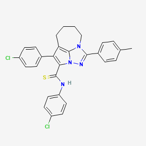 molecular formula C29H24Cl2N4S B4708413 N,4-bis(4-chlorophenyl)-1-(4-methylphenyl)-5,6,7,8-tetrahydro-2,2a,8a-triazacyclopenta[cd]azulene-3-carbothioamide 