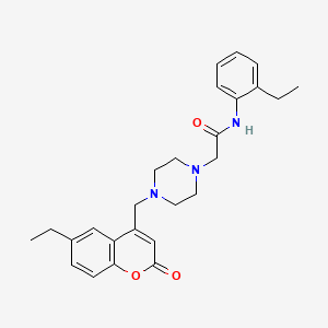 2-{4-[(6-ethyl-2-oxo-2H-chromen-4-yl)methyl]piperazin-1-yl}-N-(2-ethylphenyl)acetamide