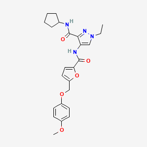 molecular formula C24H28N4O5 B4708447 N-cyclopentyl-1-ethyl-4-({5-[(4-methoxyphenoxy)methyl]-2-furoyl}amino)-1H-pyrazole-3-carboxamide 