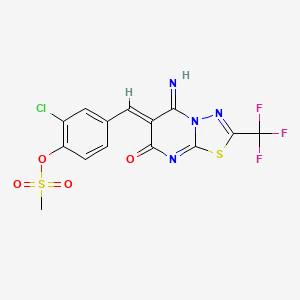 molecular formula C14H8ClF3N4O4S2 B4708484 2-chloro-4-{[5-imino-7-oxo-2-(trifluoromethyl)-5H-[1,3,4]thiadiazolo[3,2-a]pyrimidin-6(7H)-ylidene]methyl}phenyl methanesulfonate 