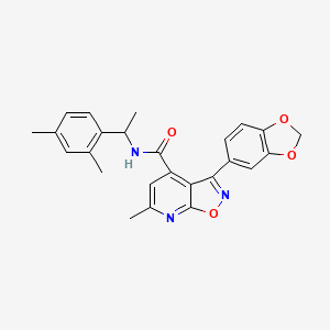 molecular formula C25H23N3O4 B4708513 3-(1,3-benzodioxol-5-yl)-N-[1-(2,4-dimethylphenyl)ethyl]-6-methylisoxazolo[5,4-b]pyridine-4-carboxamide 