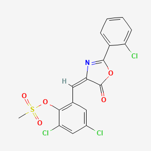 [2,4-dichloro-6-[(E)-[2-(2-chlorophenyl)-5-oxo-1,3-oxazol-4-ylidene]methyl]phenyl] methanesulfonate