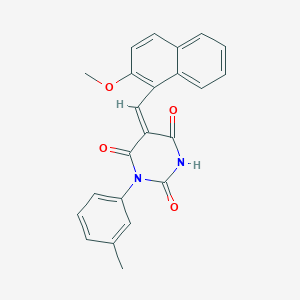 (5E)-5-[(2-methoxynaphthalen-1-yl)methylidene]-1-(3-methylphenyl)-1,3-diazinane-2,4,6-trione