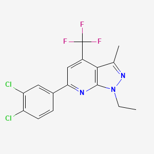 molecular formula C16H12Cl2F3N3 B4708814 6-(3,4-dichlorophenyl)-1-ethyl-3-methyl-4-(trifluoromethyl)-1H-pyrazolo[3,4-b]pyridine 