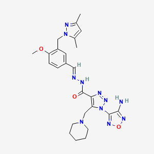 molecular formula C25H31N11O3 B4708829 1-(4-amino-1,2,5-oxadiazol-3-yl)-N'-{3-[(3,5-dimethyl-1H-pyrazol-1-yl)methyl]-4-methoxybenzylidene}-5-(1-piperidinylmethyl)-1H-1,2,3-triazole-4-carbohydrazide 