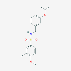 molecular formula C18H23NO4S B4708830 N-(3-isopropoxybenzyl)-4-methoxy-3-methylbenzenesulfonamide 