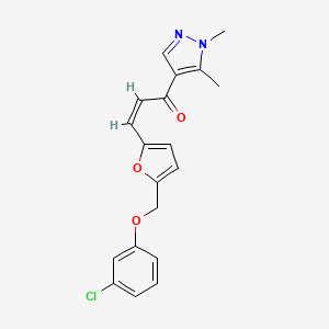 molecular formula C19H17ClN2O3 B4708850 (Z)-3-{5-[(3-CHLOROPHENOXY)METHYL]-2-FURYL}-1-(1,5-DIMETHYL-1H-PYRAZOL-4-YL)-2-PROPEN-1-ONE 